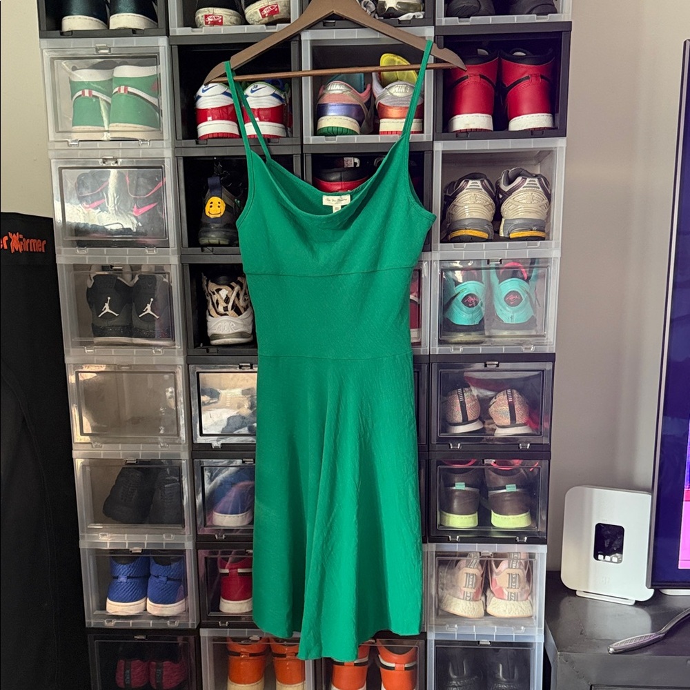 Green drapped neck dress